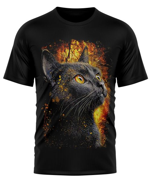 Polera Estampada Gato Negro