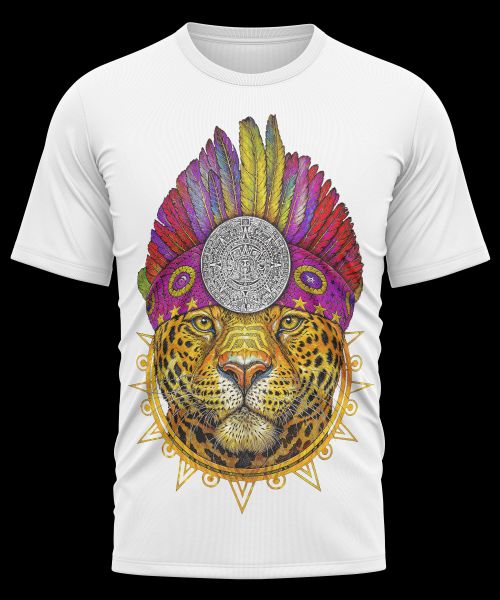 Polera Estampada Jaguar En Polera Blanca