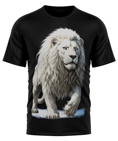 Polera Estampada León Blanco