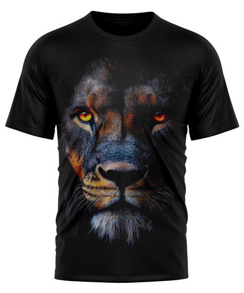 Polera Estampada León Cara Oscura